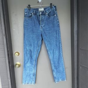 Everlane Cheeky High Rise Straight Denim Blue Jeans in Medium Wash
